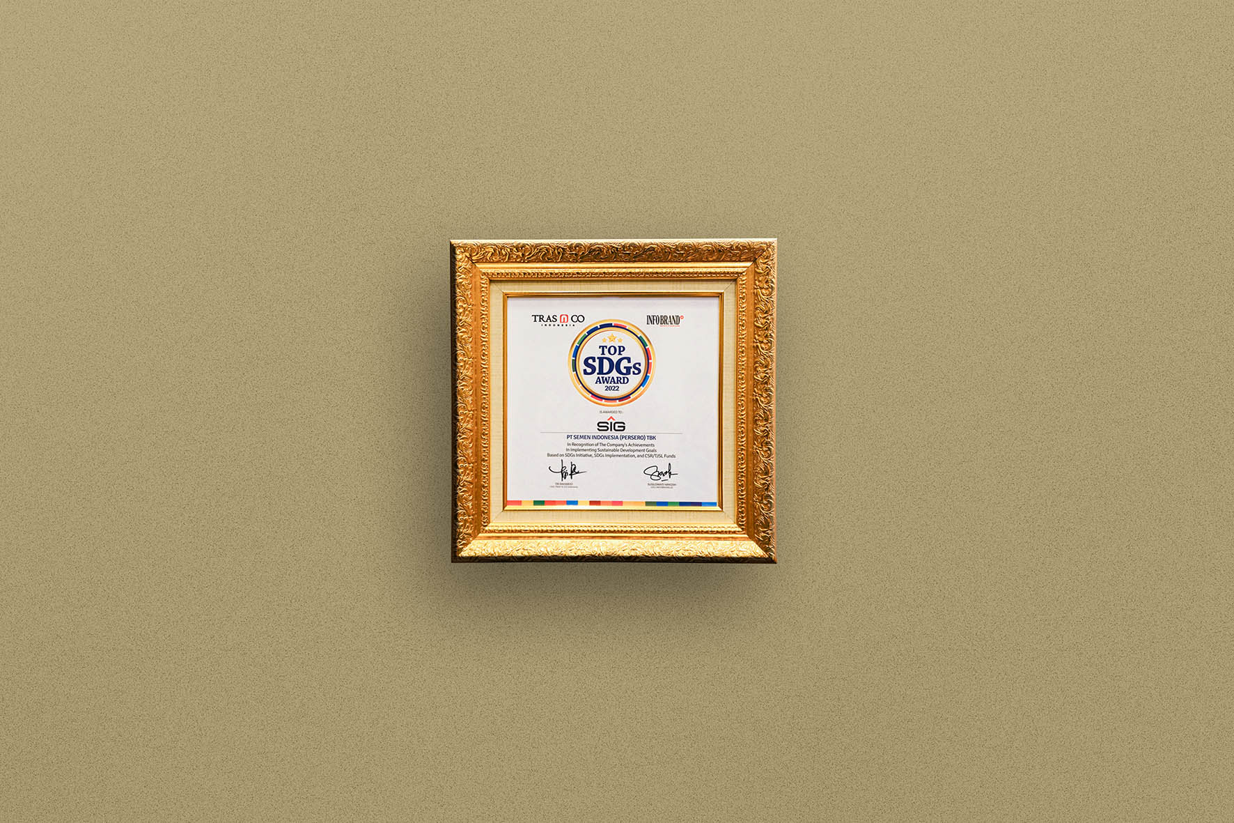 SIG Raih Penghargaan Top Sustainable Development Goals pada Ajang TOP SDGs Award 2022